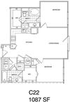 2 Bedroom, 2 Bath 1087 SF KC22
