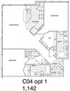 2 Bedroom, 2 Bath 1142 SF KC4