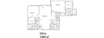 2 Bedroom, 2 Bath 1063 SF KD1.1