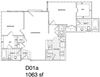 2 Bedroom, 2 Bath 1063 SF KD1.1