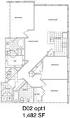 3 Bedroom, 2 Bath 1482 SF KD2