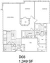 2 Bedroom + Den, 2 Bath 1349 SF KD3