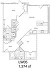 1 Bedroom + Office, 2 Bath 1374 SF KLW5