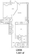 1 Bedroom + Office, 2 Bath 1341 SF KLW6