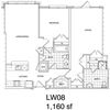 1 Bedroom + Office, 2 Bath 1160 SF LW8