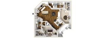 2 bed 2 bath The Capitol Floor Plan at The Lincoln, Raleigh, NC, 27601