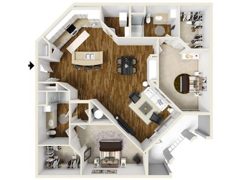 2 bed 2 bath The Capitol Floor Plan at The Lincoln, Raleigh, NC, 27601