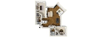 2 bed 2 bath The Caswell Floor Plan at The Lincoln, North Carolina, 27601