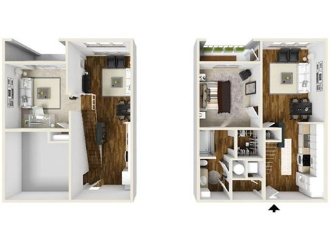 1 bedroom 1 bath The Cobblestone Loft Floor Plan at The Lincoln, North Carolina