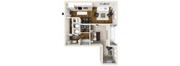 1 bedroom 1 bath The Nash Floor Plan at The Lincoln, Raleigh, 27601