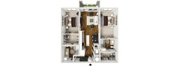 2 bed 2 bath The Newton Floor Plan at The Lincoln, North Carolina