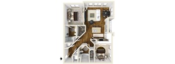 2 bed 2 bath The Scholar Floor Plan at The Lincoln, Raleigh