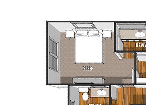 Three bedrooms Two bathrooms
