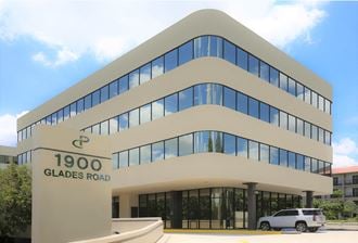 the facade of the glades road office building at 1600glades road