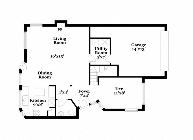 a floor plan of a house with a bedroom and a living room