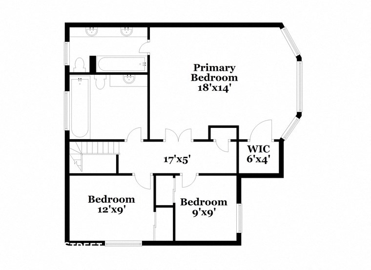 a floor plan of a house with an open floor plan with bedrooms and a bathroom