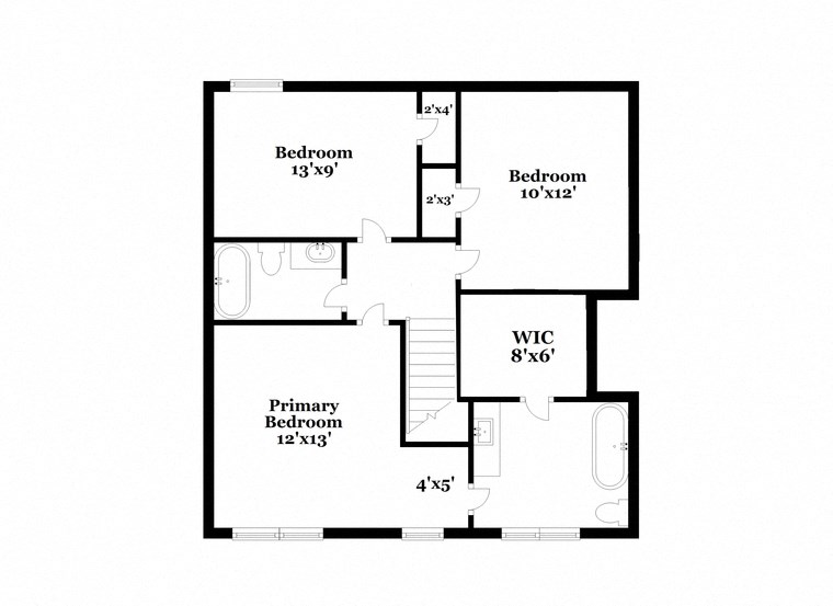 a floor plan of a house with an open floor plan with bedrooms and a bathroom