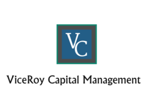a blue and white vc logo with the words victory capital management