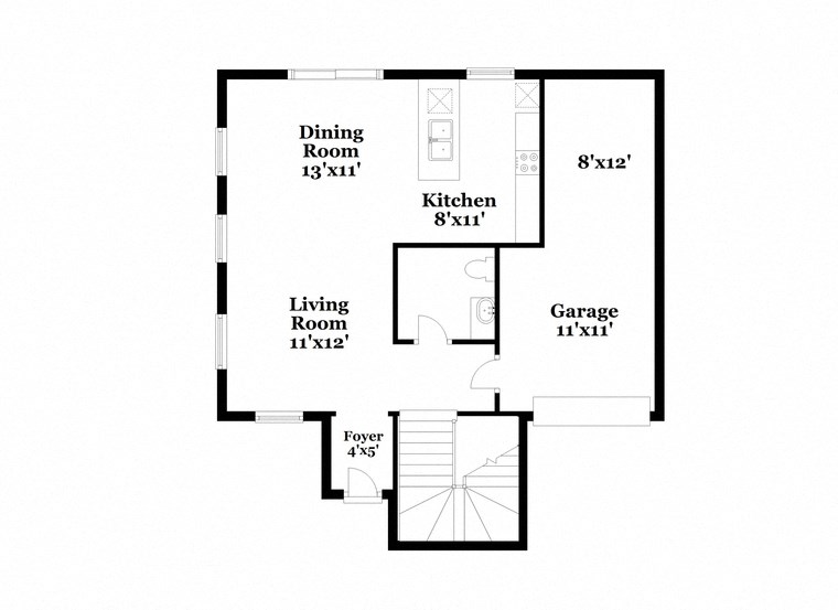 a floor plan of a house with a bedroom and a living room