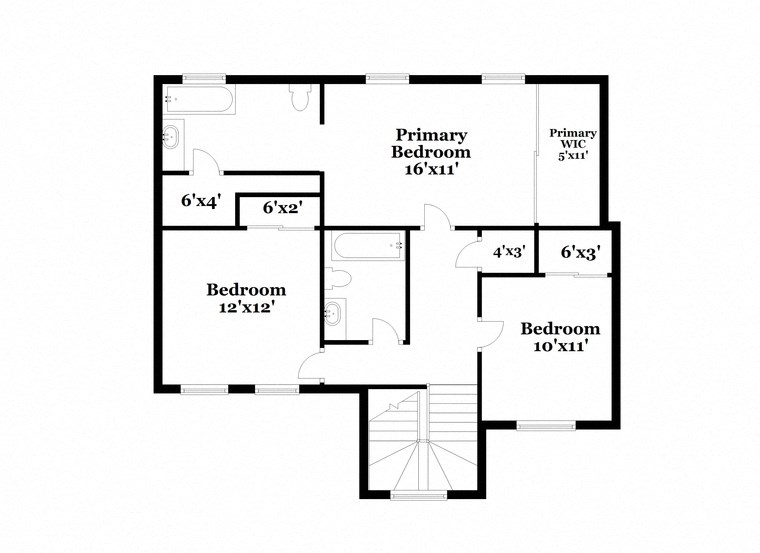 a floor plan of a house with an open floor plan with bedrooms and a bathroom