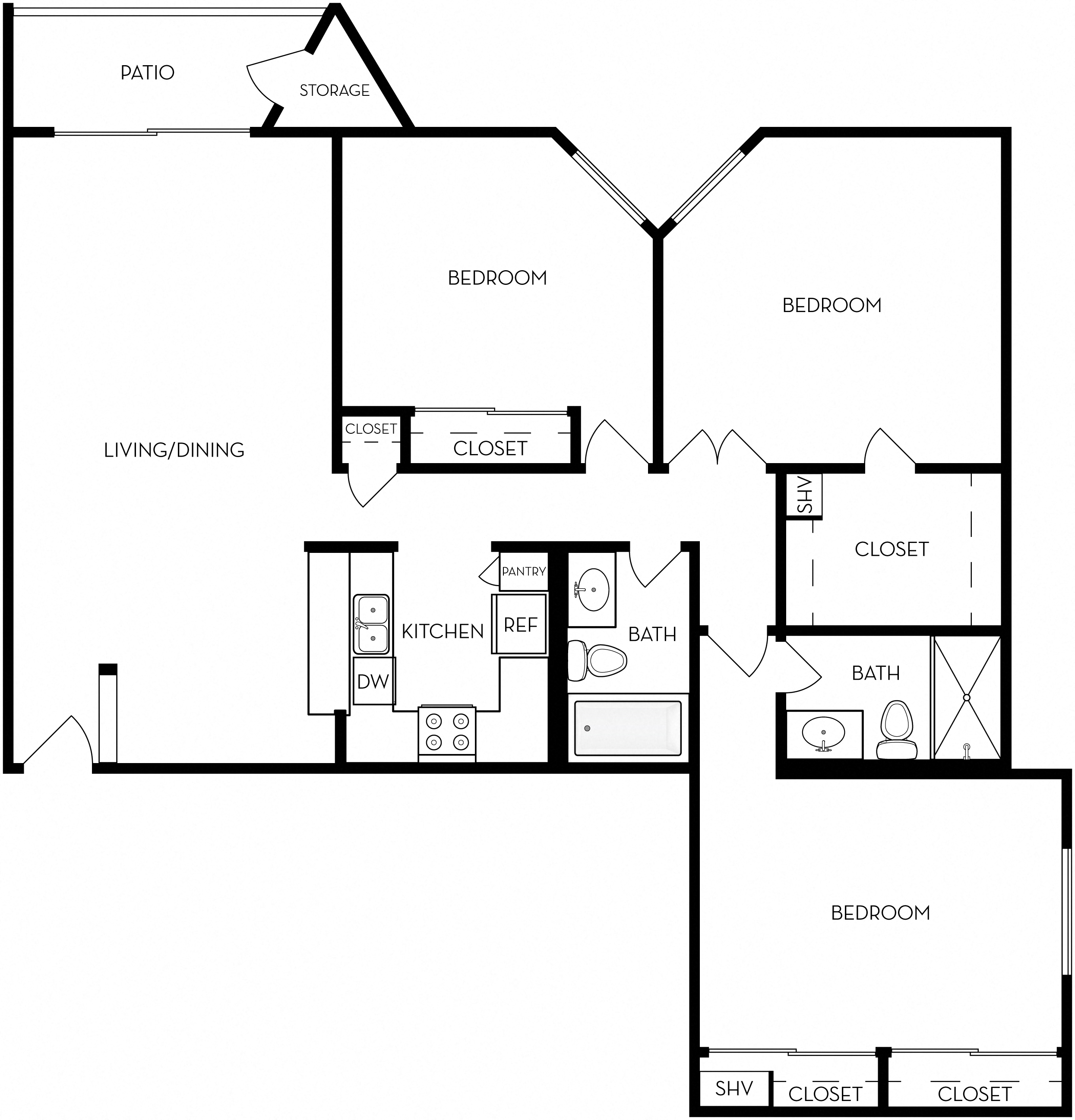 3 BD-2BA