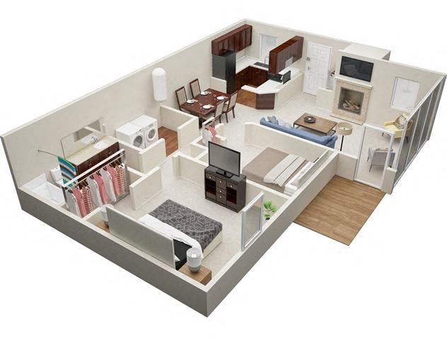 Summerchase at Riverchase two bedroom & one bathroom floor plan with 995 square feet called Palomino in Tampa, FL