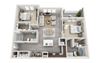 B2 2-bedroom/2-bathroom 3D floor plan layout with 1,213 square feet at The Station at Poplar Tent apartments for rent in Concord, NC