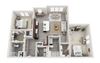 B4 2-bedroom/2-bathroom 3D floor plan layout with 1,270 square feet at The Station at Poplar Tent apartments for rent in Concord, NC