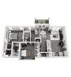 B-4 2-bedroom/2-bathroom 3D floor plan layout with 1,208 square feet at The Station at Savannah Quarters apartments for rent in Pooler, GA