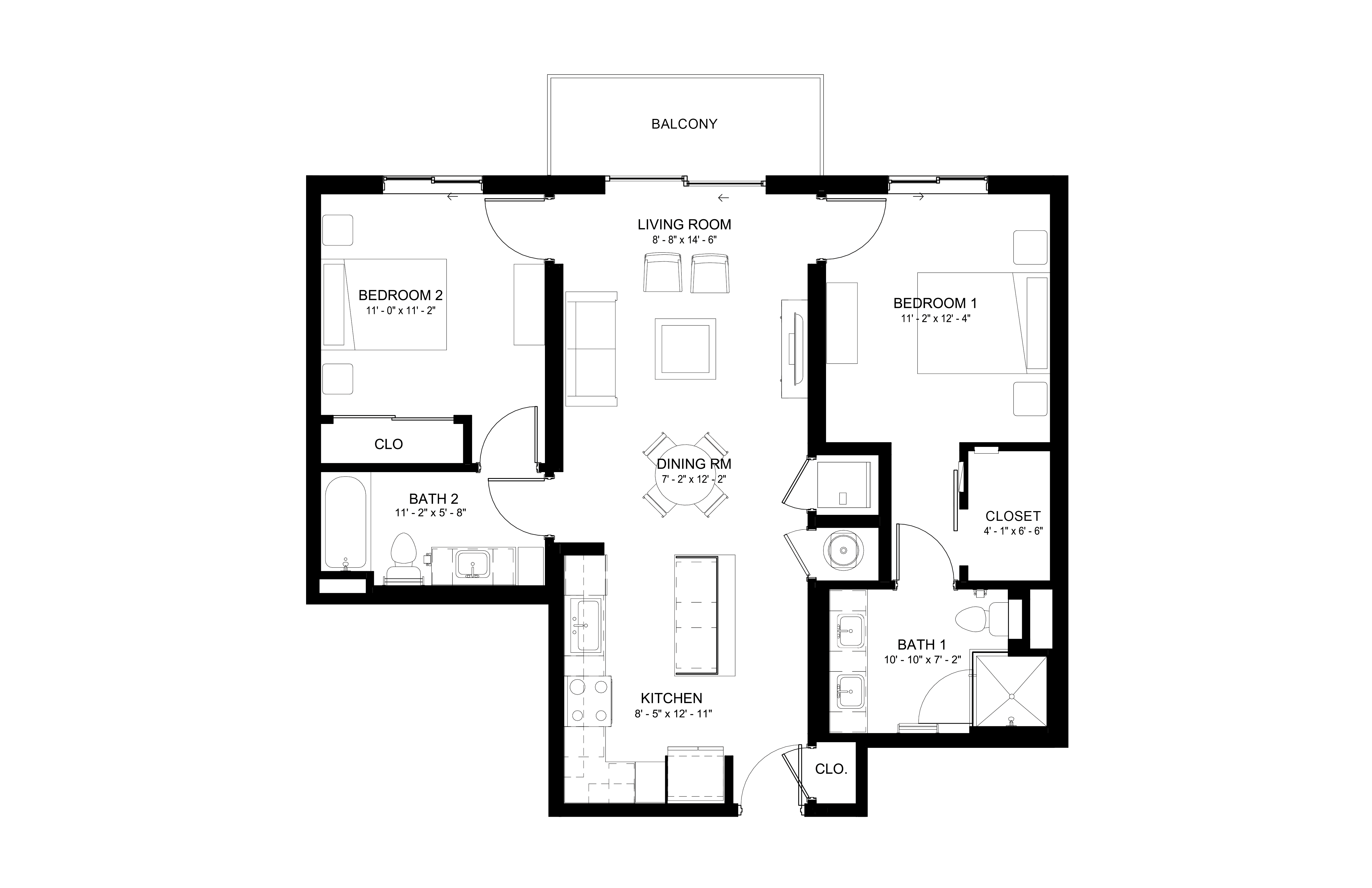 2 Bed/2 Bath-B1