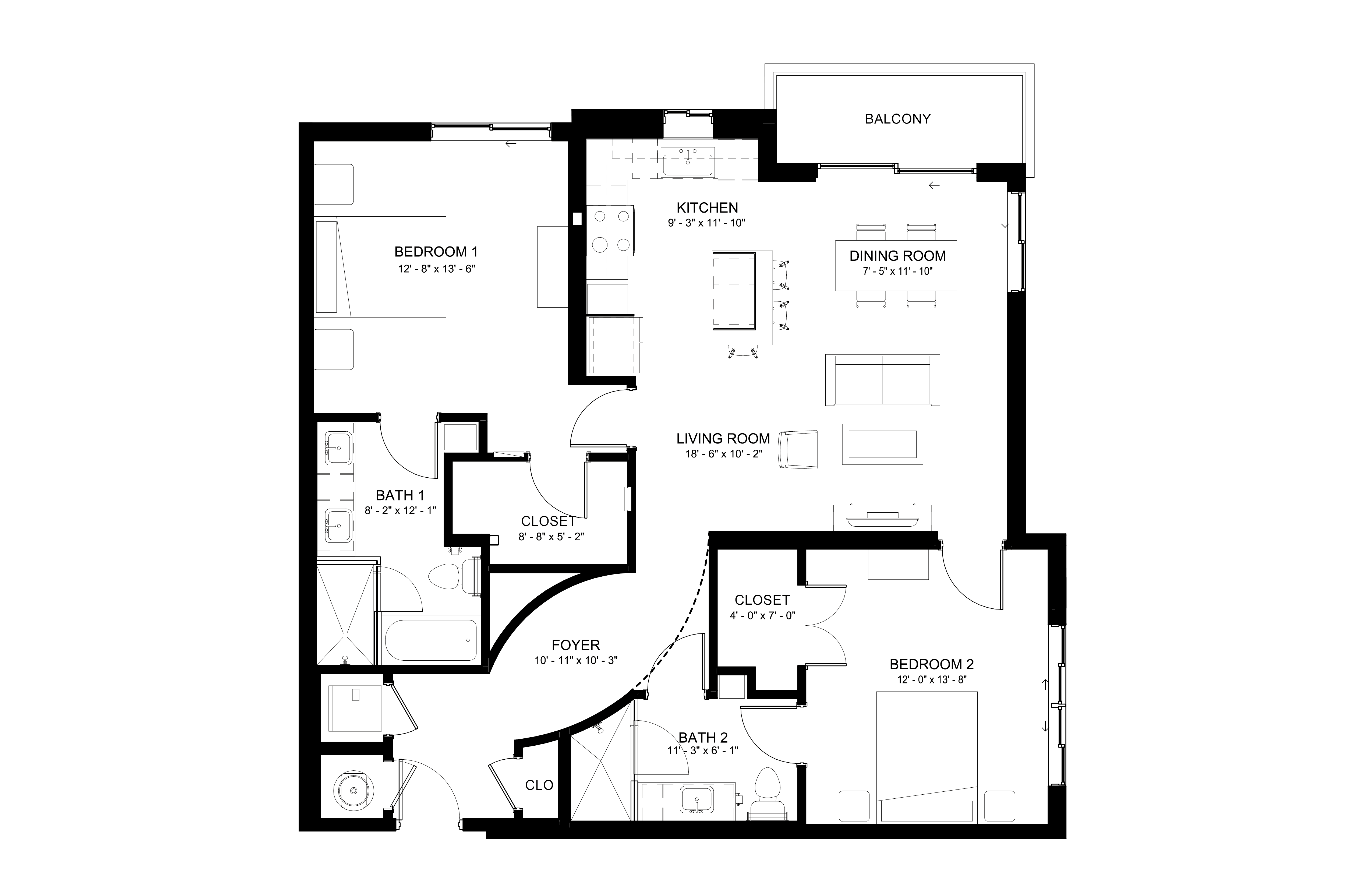 2 Bed/2 Bath-B12