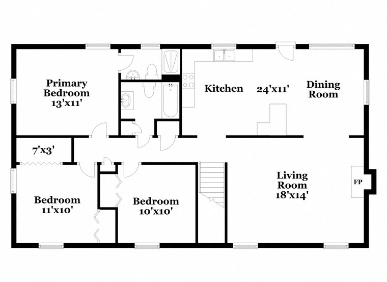 a floor plan of a house with bedrooms and a living room