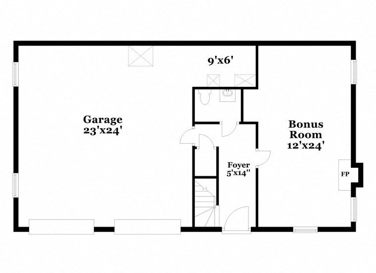 a floor plan of a small house with a garage and a room for a bedroom