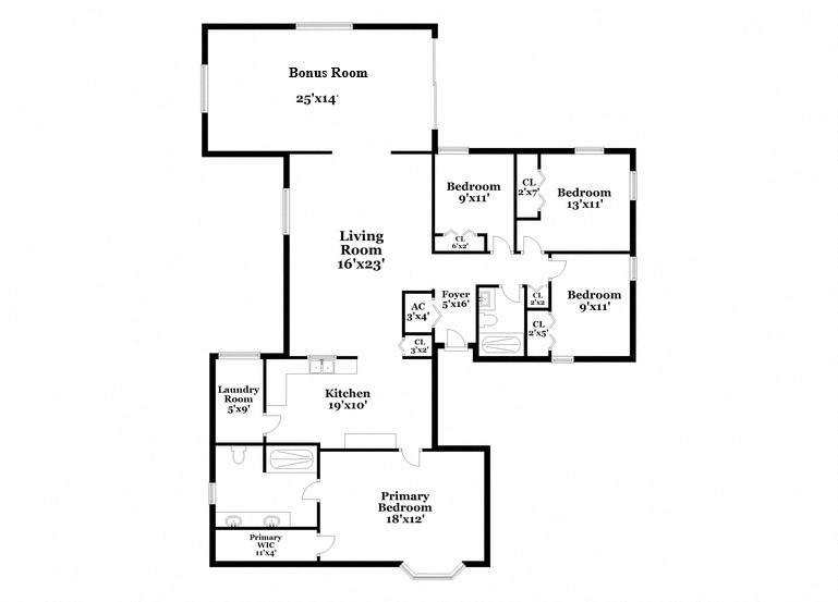 a floor plan of a home with a mix of bedrooms and baths
