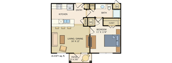 Cozy One Bedroom & One Bathroom. Private Patio. 671 Square Feet