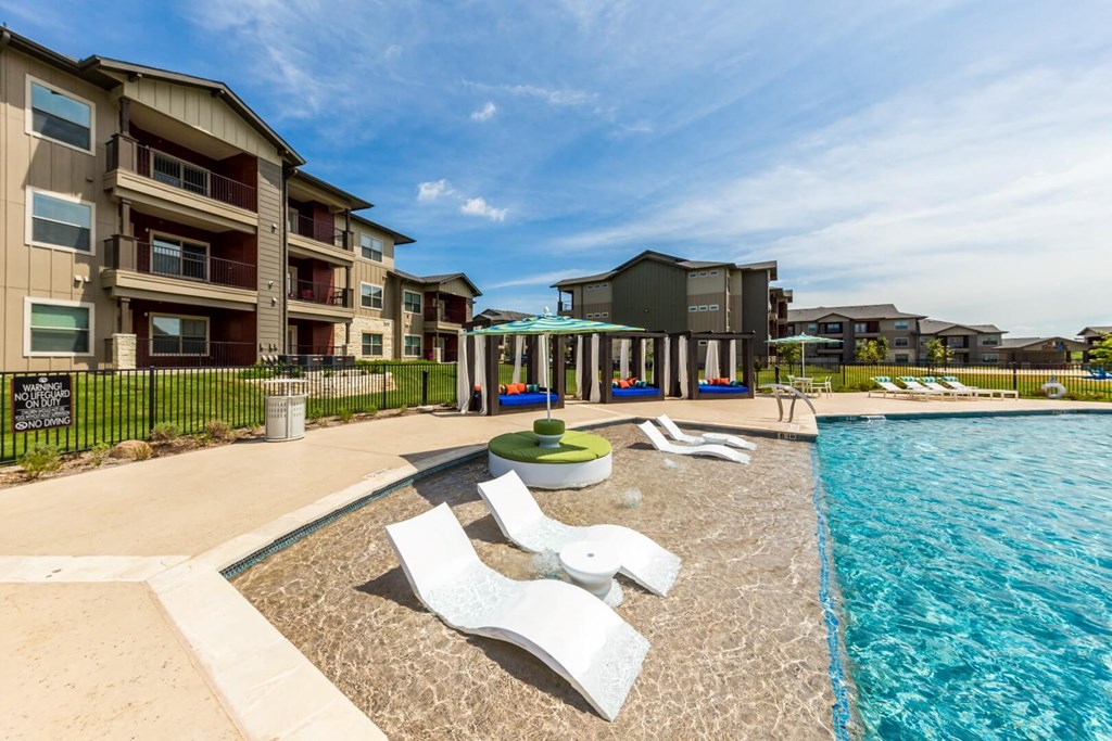 Resort Style Pool with Cabanas & Pool Loungers at Legacy Creekside Apartments, Texas, 78251