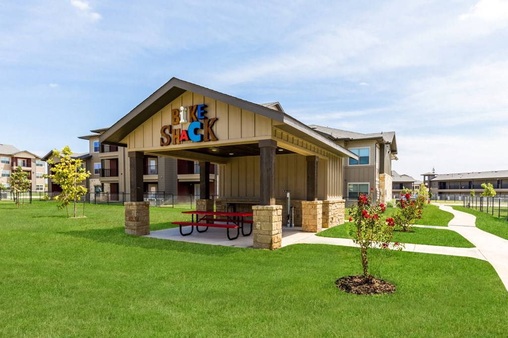 Bike Shack Area with Air Pump at Legacy Creekside Apartments, San Antonio, TX