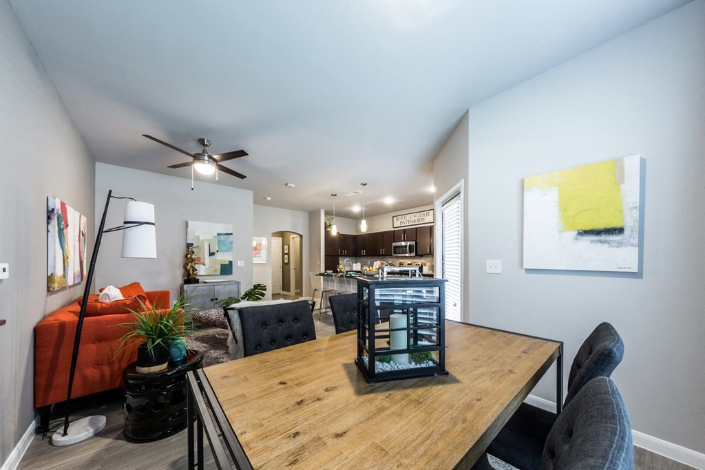 Dining Nook with Living Room off the Kitchen at Legacy Creekside Apartments, San Antonio, Texas