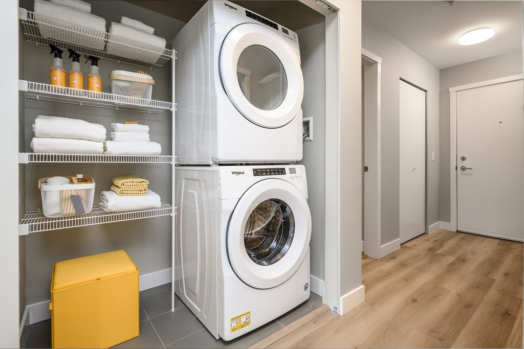 a washer and dryer in a laundry room