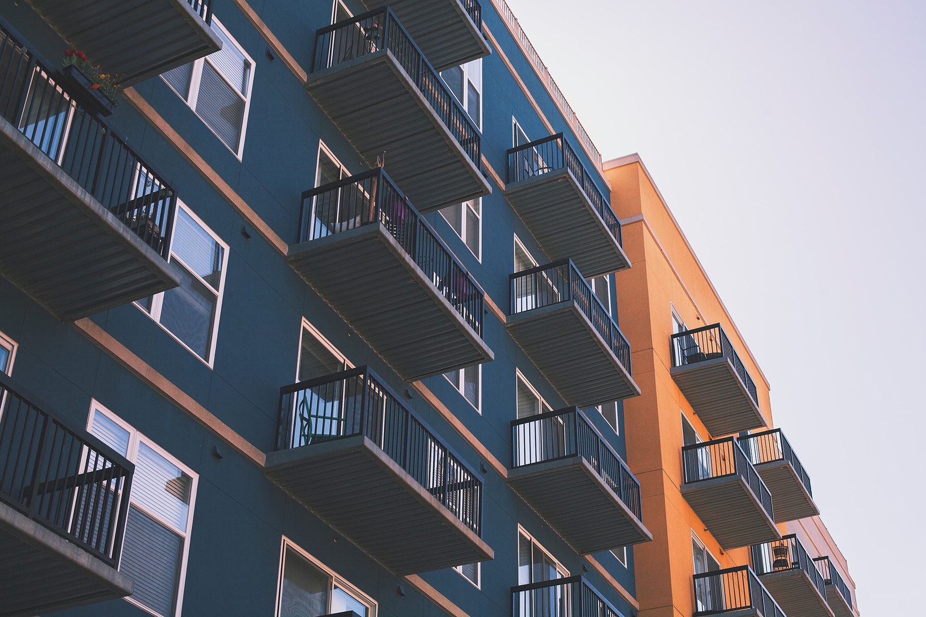a row of balconies on the side of a building