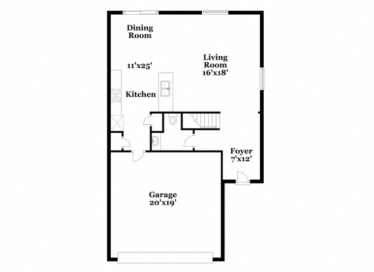 a floor plan of a house with a bedroom and a living room