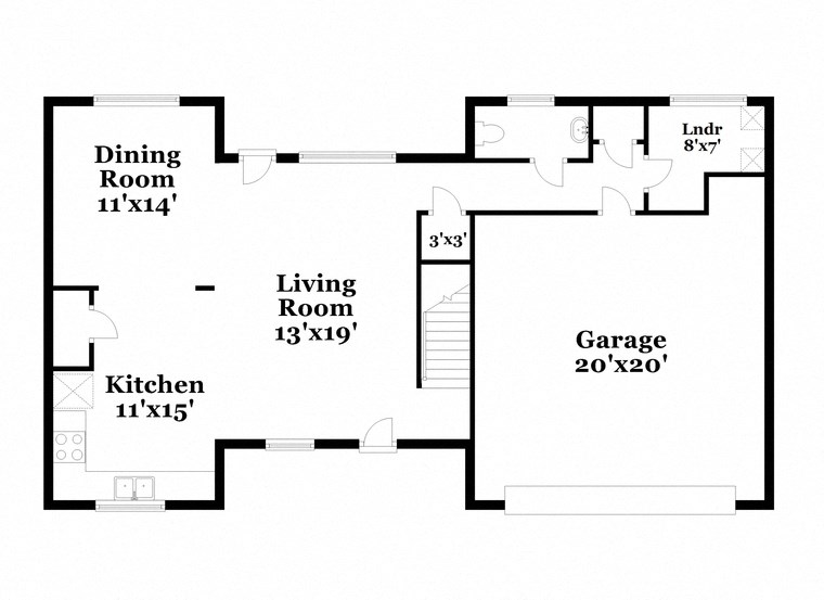 a floor plan of a house with a living room and a dining room