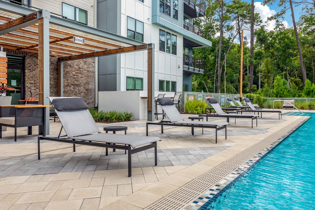 Poolside Sun Deck at JTB Apartments, Jacksonville, FL, 32256