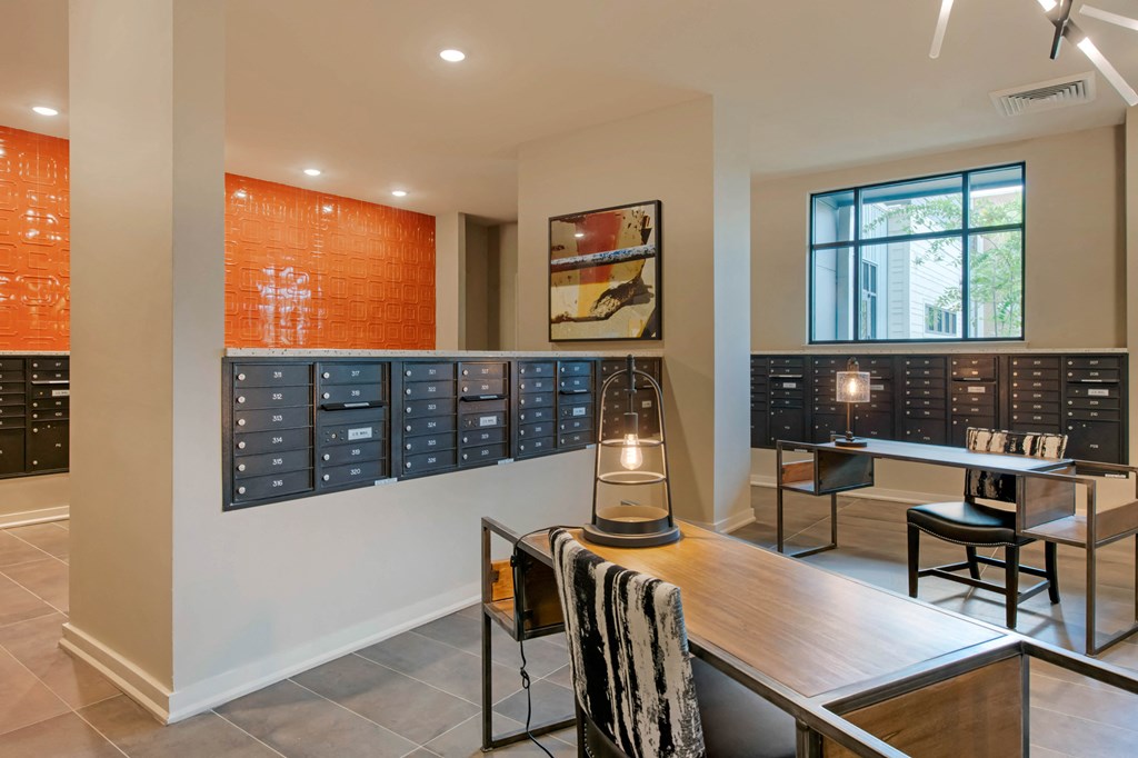 Clubhouse interior with seating area at JTB Apartments, Jacksonville, Florida