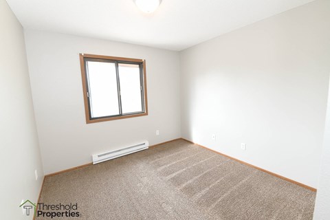 a room with a carpet and a window