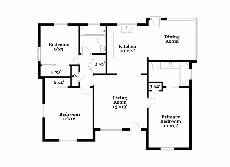 the floor plan of the house has bedrooms and a living room