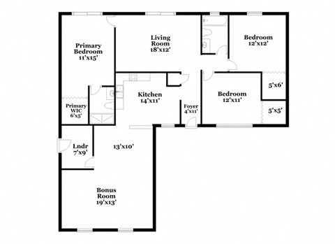 a floor plan of a house with a combination of bedrooms and baths