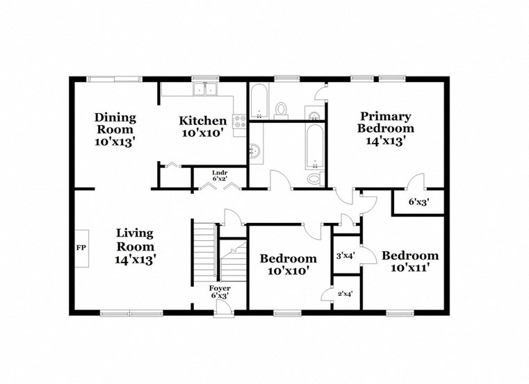 a floor plan of a house with bedrooms and a living room