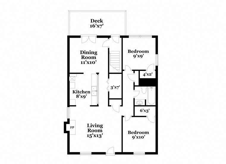 a floor plan of a house with two bedrooms and a balcony