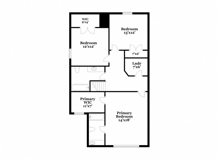 a floor plan of a house with an open concept floor plan with bedrooms and baths